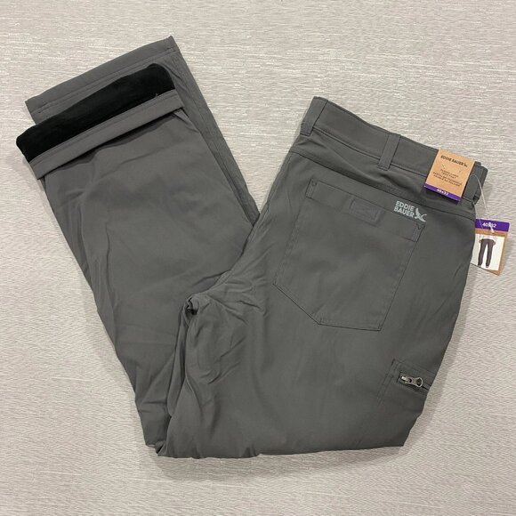 Eddie Bauer Fleece Lined Tech Pants Mens 40 x 32 Gray Water Repellent Insulated - Picture 1 of 13